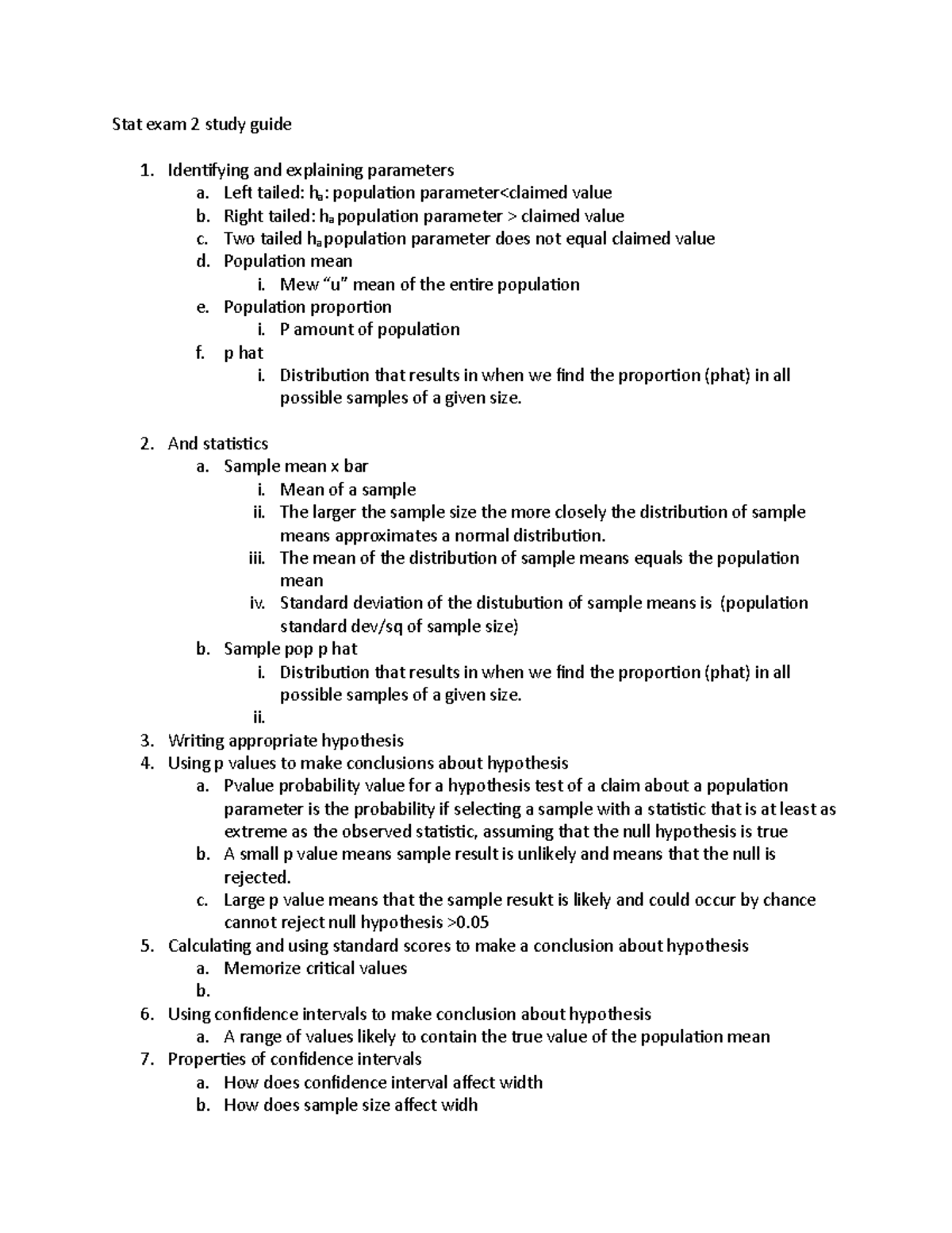 Stat exam 2 study guide - Stat exam 2 study guide Identifying and ...