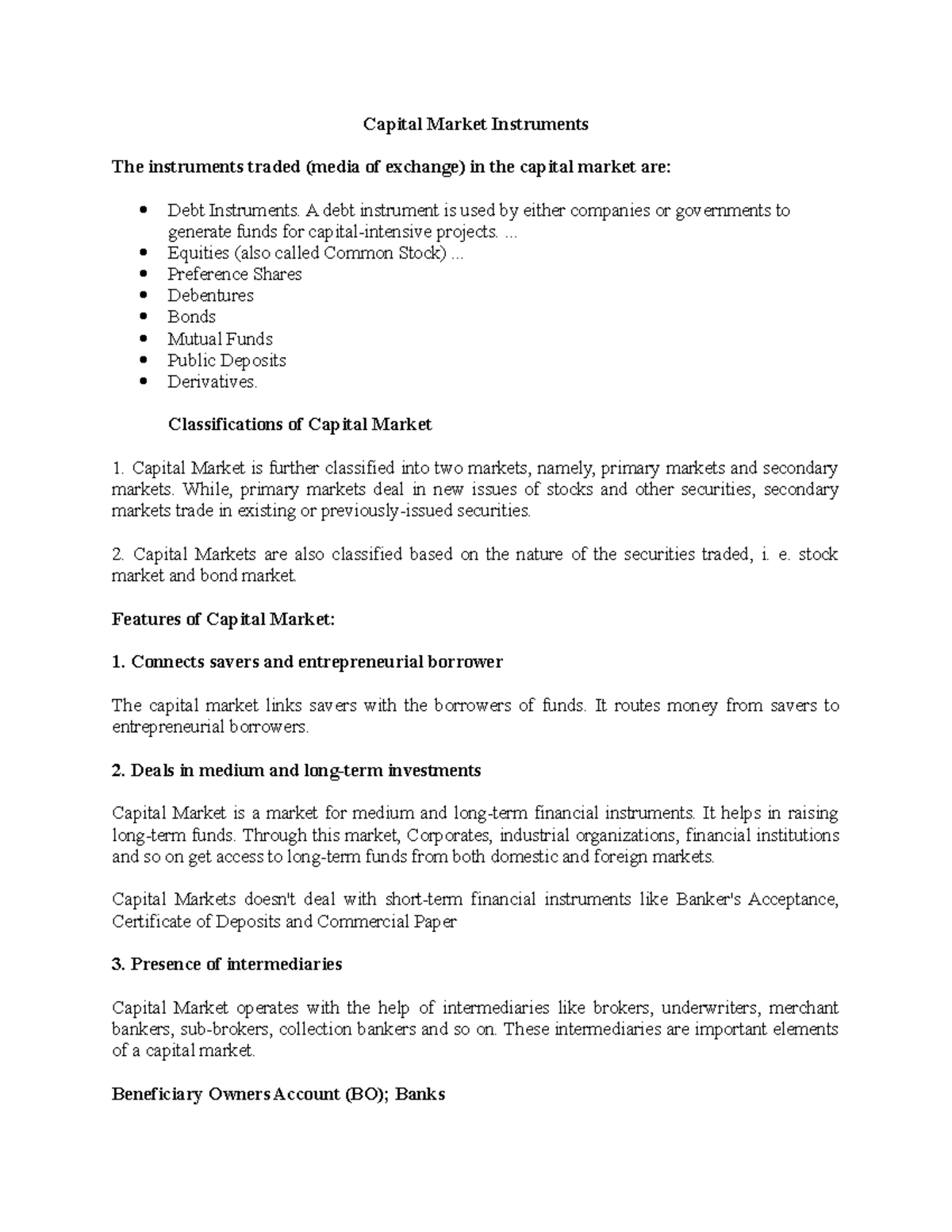 Capital Market Instruments - Capital Market Instruments The Instruments 