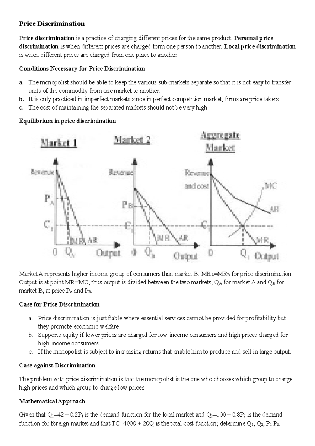 Price Discrimination - Price Discrimination Price Discrimination Is A ...