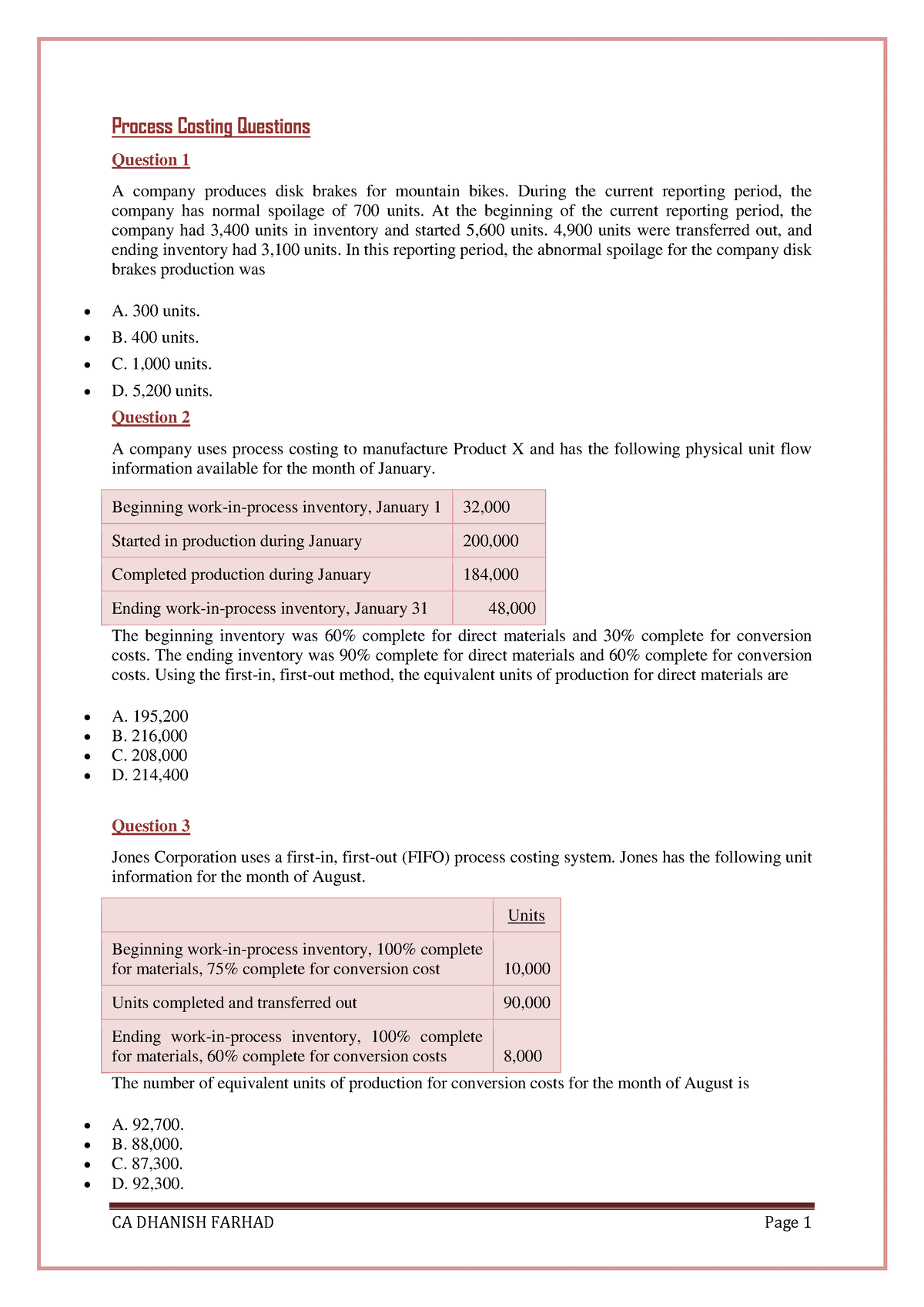 process costing research paper