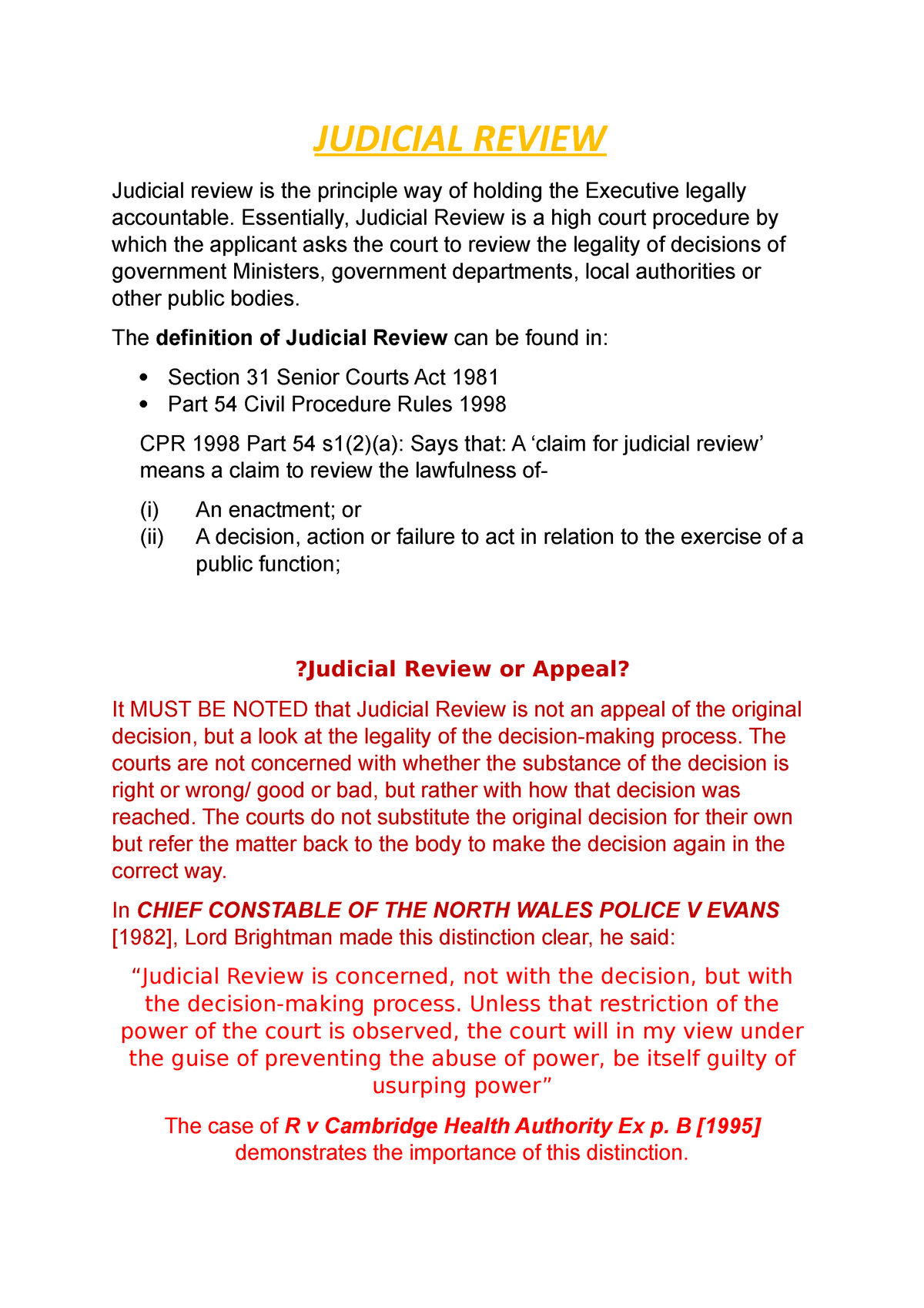judicial review problem question essay