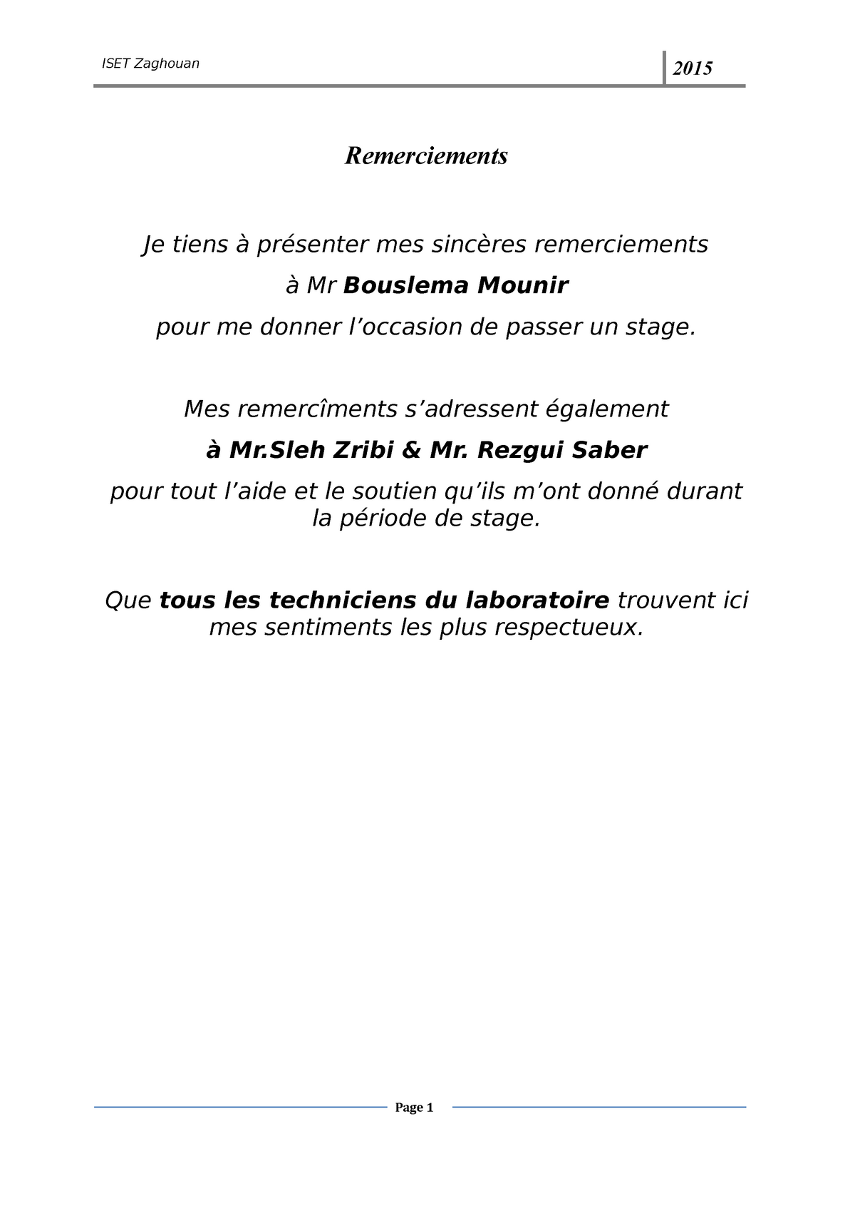 Rapport De Stage Technicien Remerciements Je Tiens A Presenter Mes Sinceres Remerciements A Mr Studocu