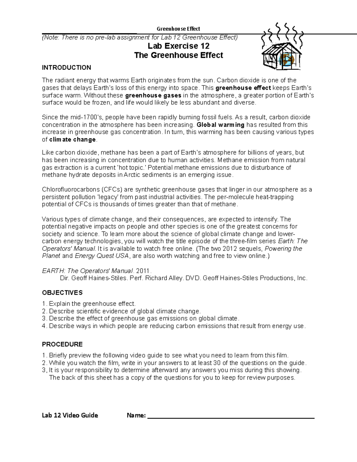 BIO 116 Lab 12 - BIO 116 Lab 12 - (Note: There is no pre-lab assignment ...