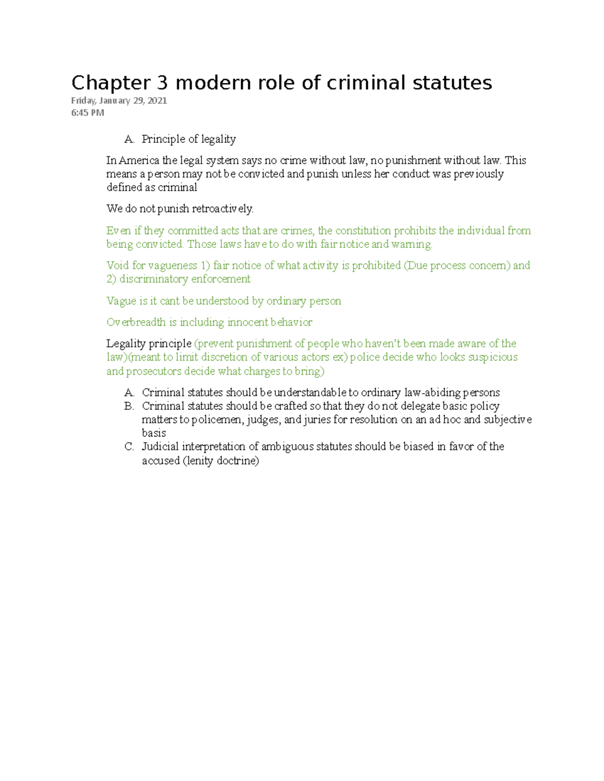 Modern role of criminal statutes Chapter 3 modern role of criminal