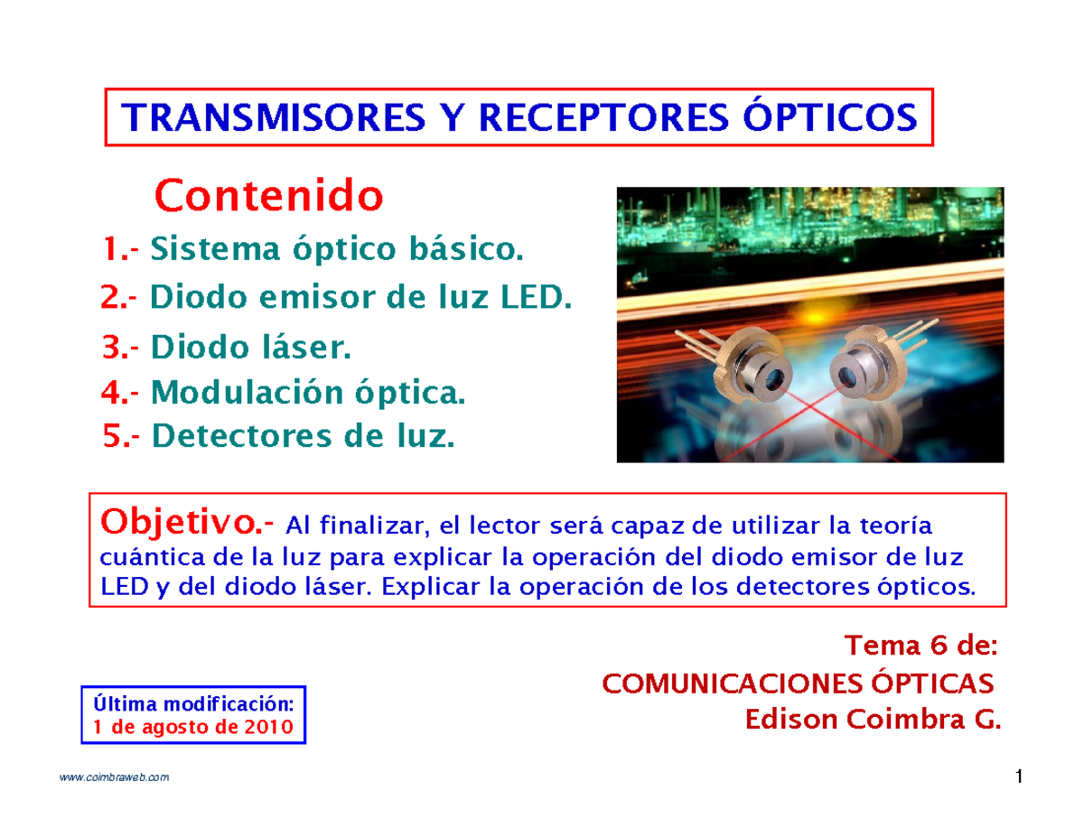 analisis luz led - TRANSMISORES Y RECEPTORES ÓPTICOSTRANSMISORES Y ...