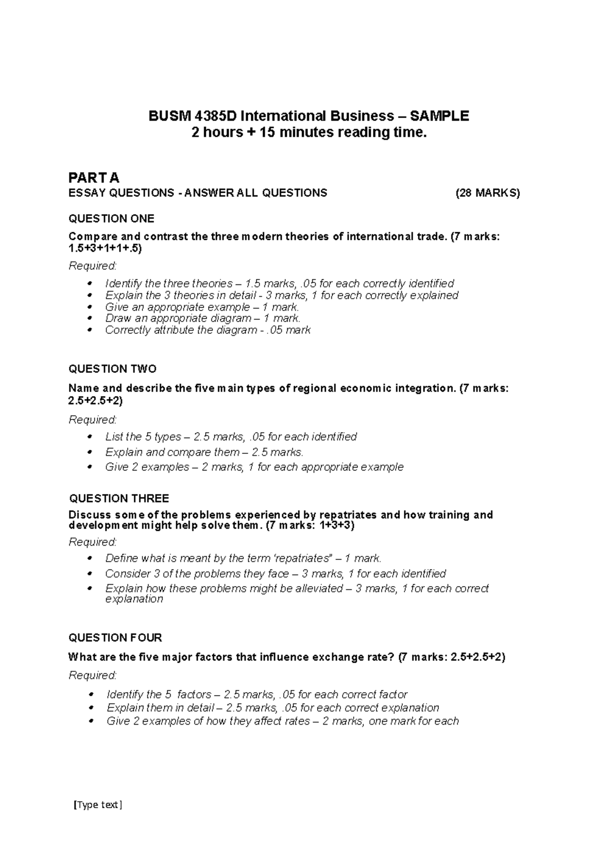Sample/practice exam - BUSM 4385D International Business – SAMPLE 2 ...