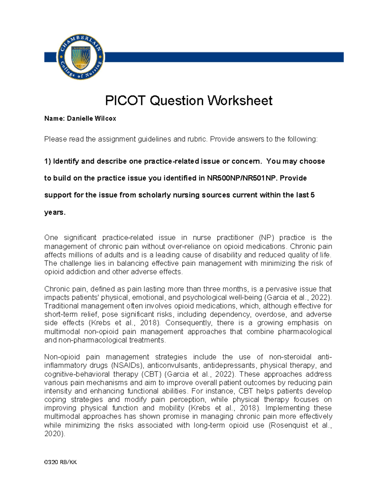 NR505NP Picot Question Worksheet - PICOT Question Worksheet Name ...