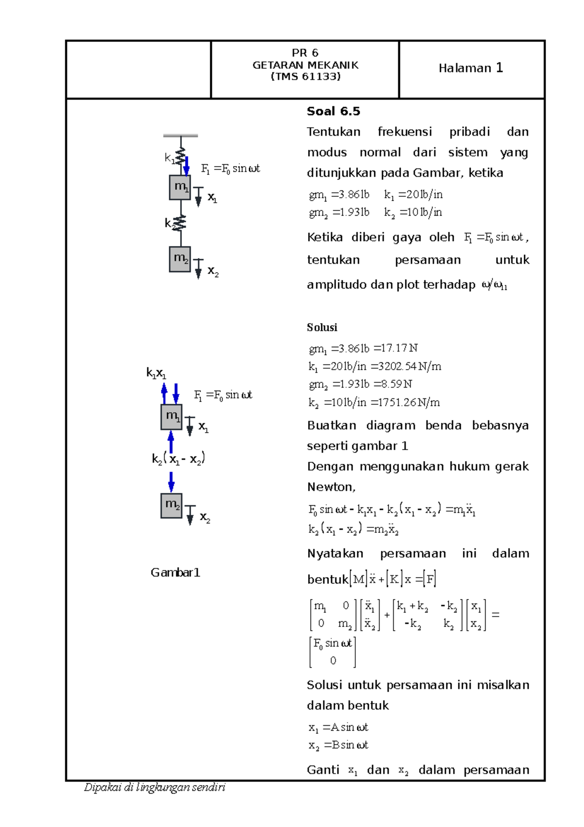 2022 61133 PR6.5 SOAL 5.29 Theory Of Vibration With Application ...