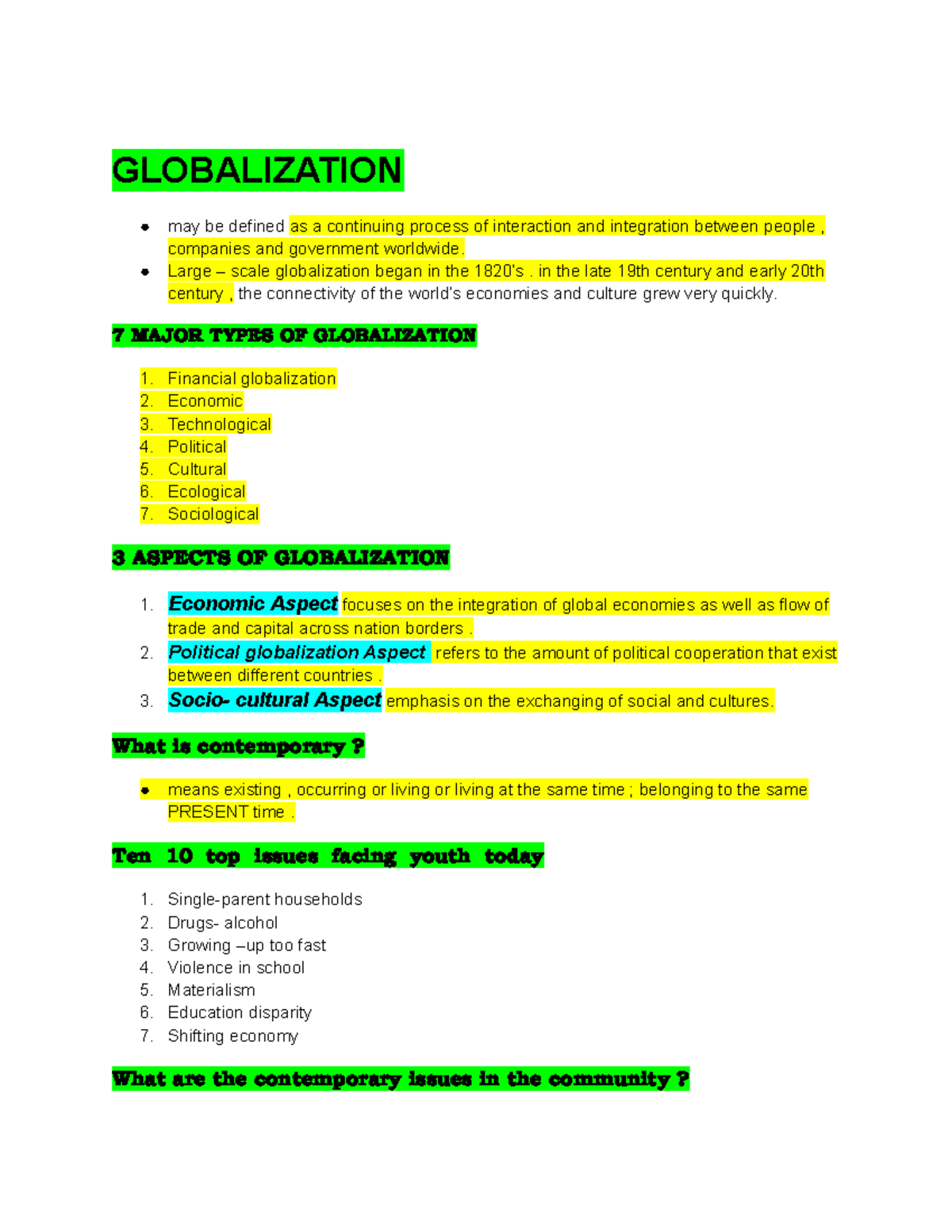 The Globalization And Its Aspects And Components - GLOBALIZATION May Be ...