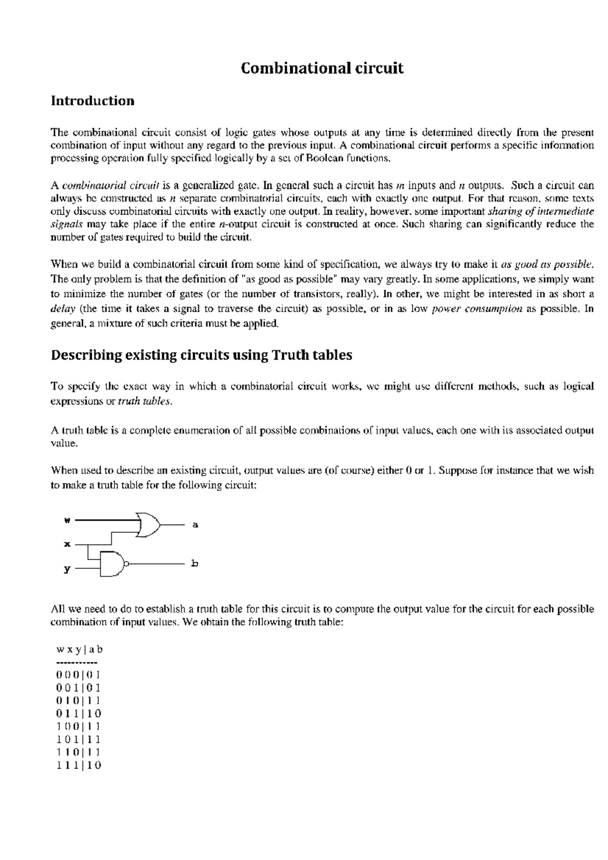 Combinational circuits Logic Circuit Design KTU StuDocu