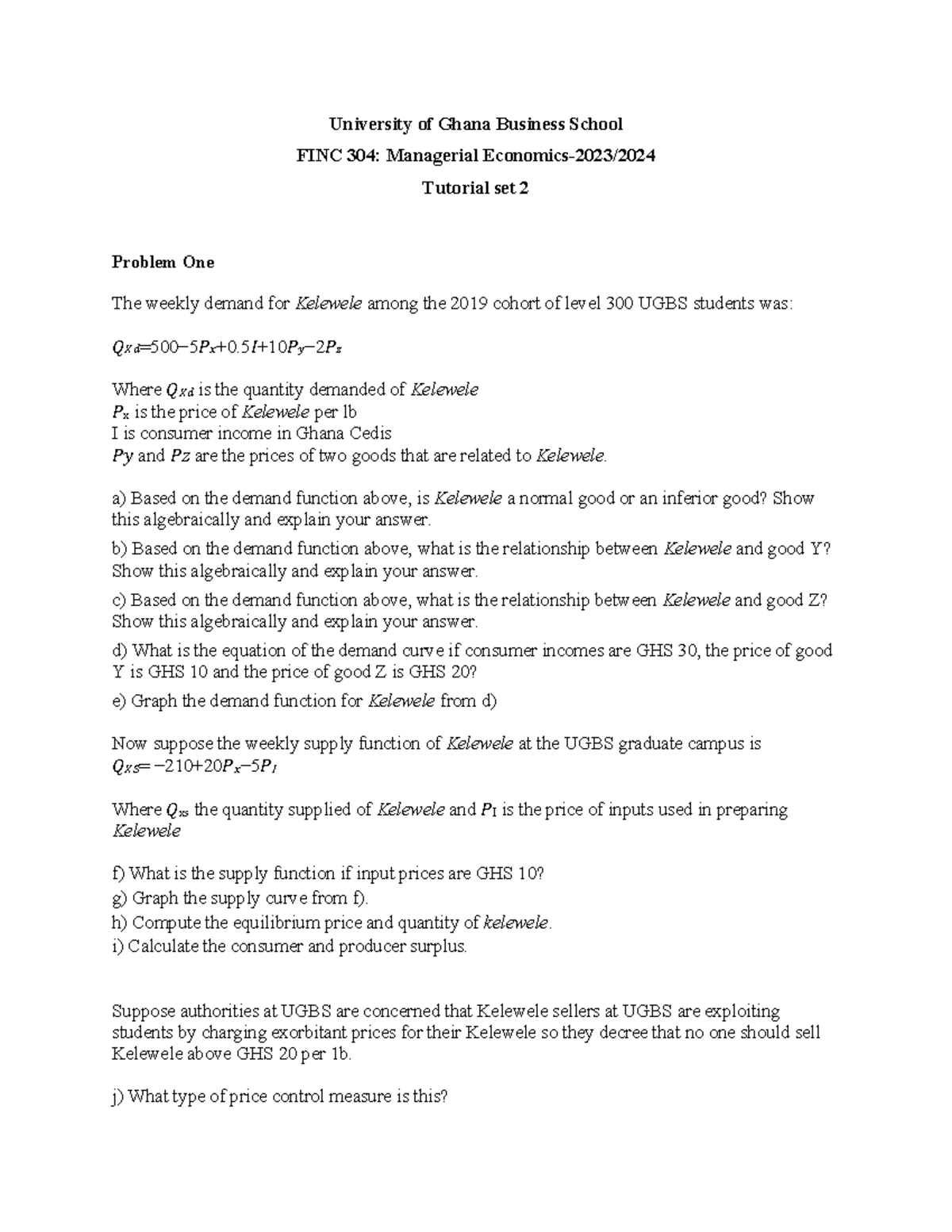 Set 2-1 - Questions - University of Ghana Business School FINC 304 ...