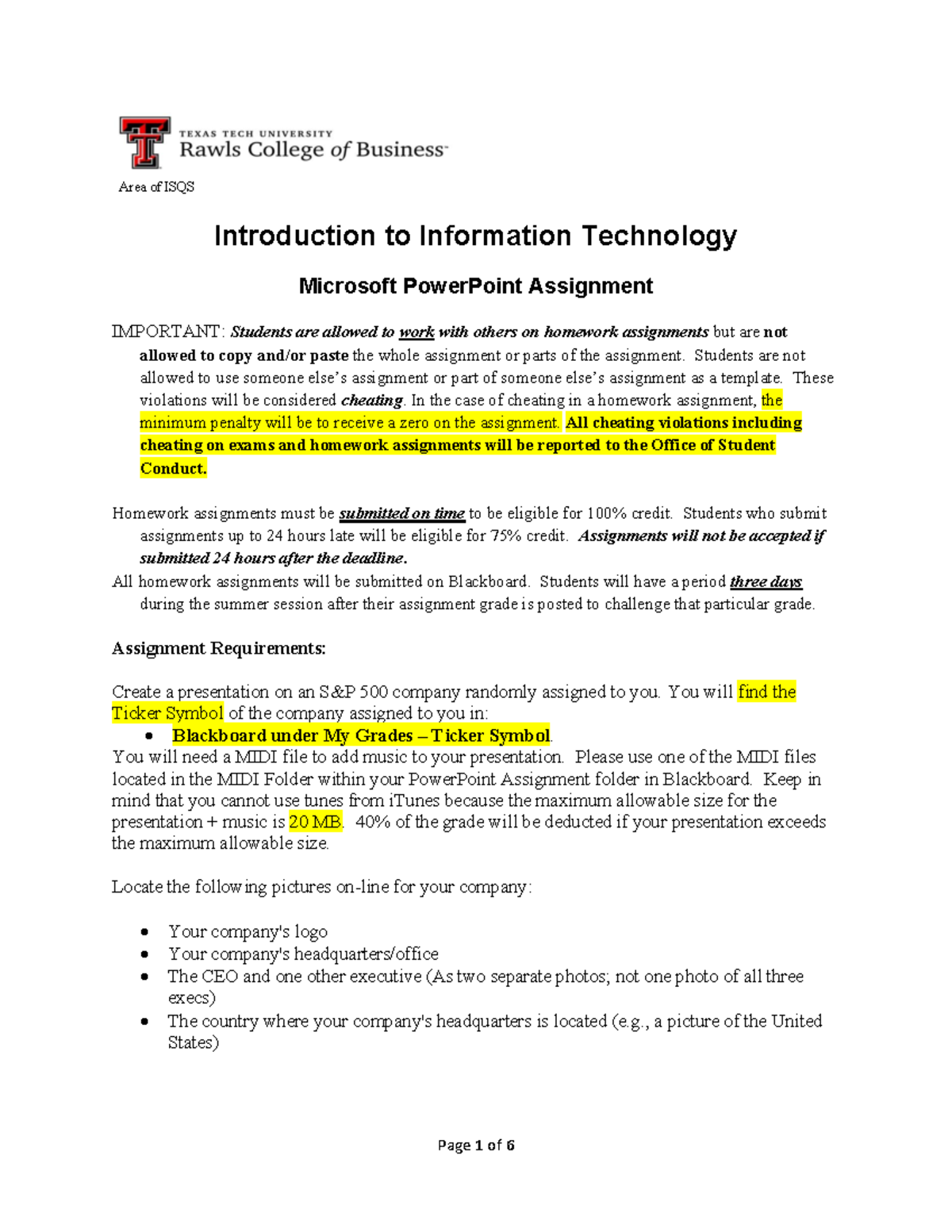 Power Point Assignment Requirements - Summer 2022(1) (dragged) - Page 1 ...