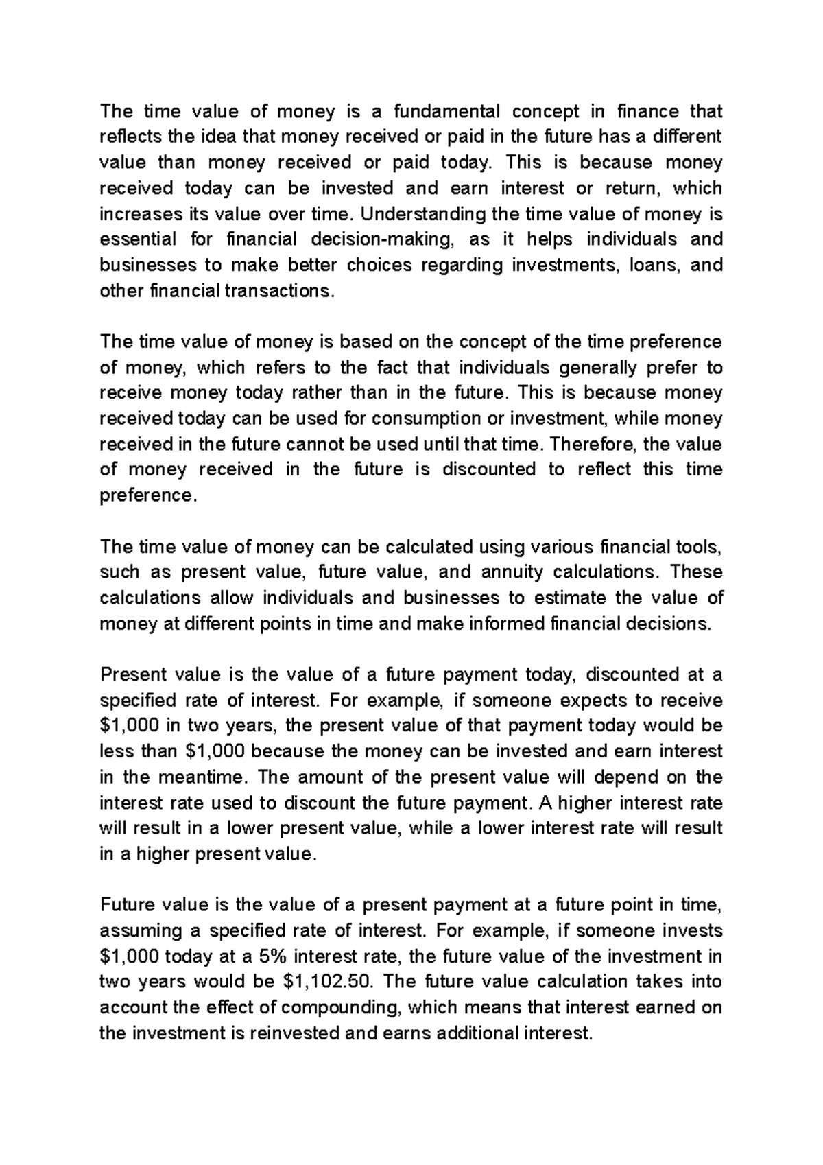 Lecture Notes The Time Value Of Money Fundamentals Of Finance The Time Value Of Money Is A Lecture Notes The Time Value Of Money Fundamentals Of Finance The Time Value Of Money Is A