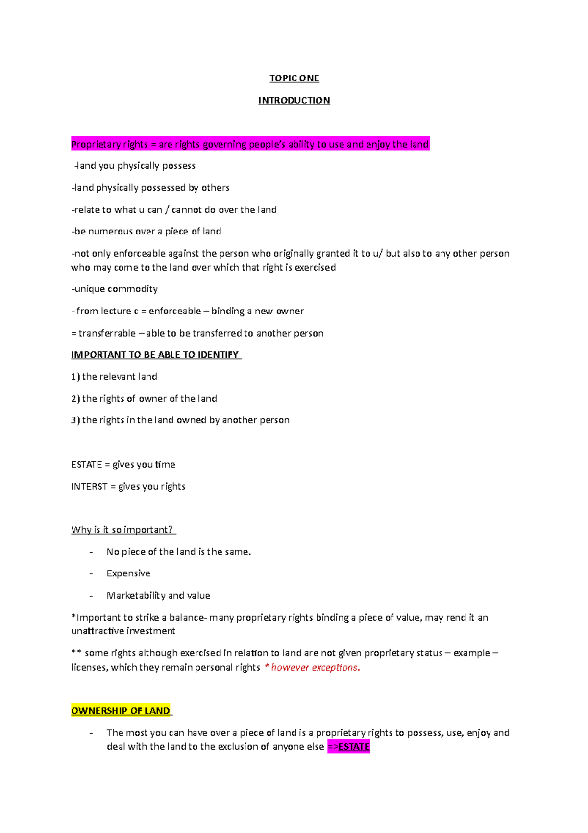 Topics - exam notes semester 2 - TOPIC ONE INTRODUCTION Proprietary ...