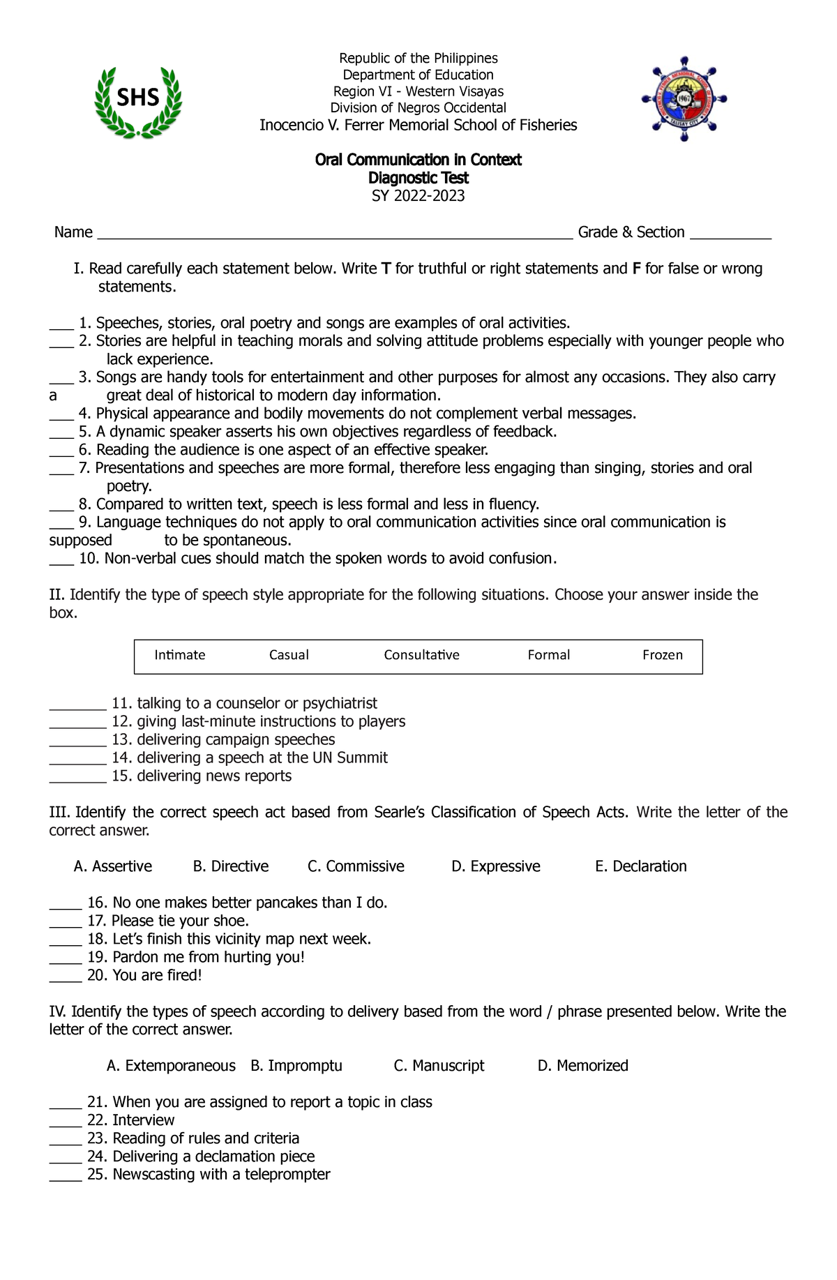 oral-comm-diagnostic-test-2022-republic-of-the-philippines-department