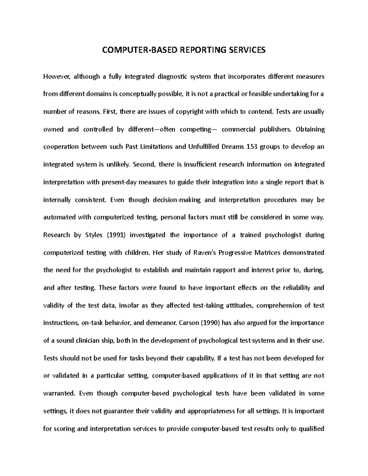 Computer- Based Reporting Services - COMPUTER-BASED REPORTING SERVICES ...