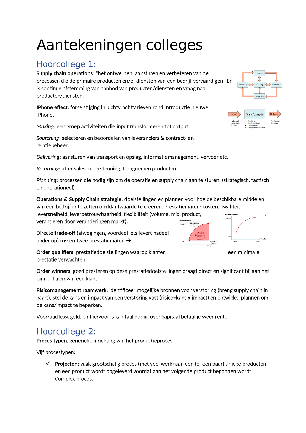 Aantekeningen Colleges - Aantekeningen Colleges Hoorcollege 1: Supply ...