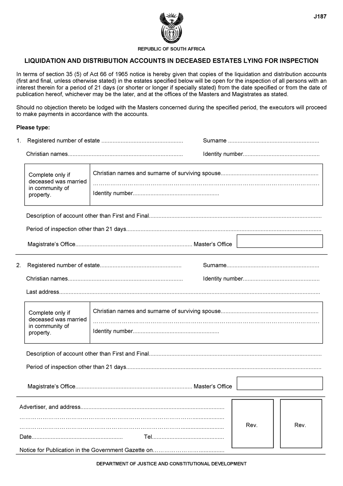 j187-liquidation-and-distribution-accounts-in-deceased-estates-lying