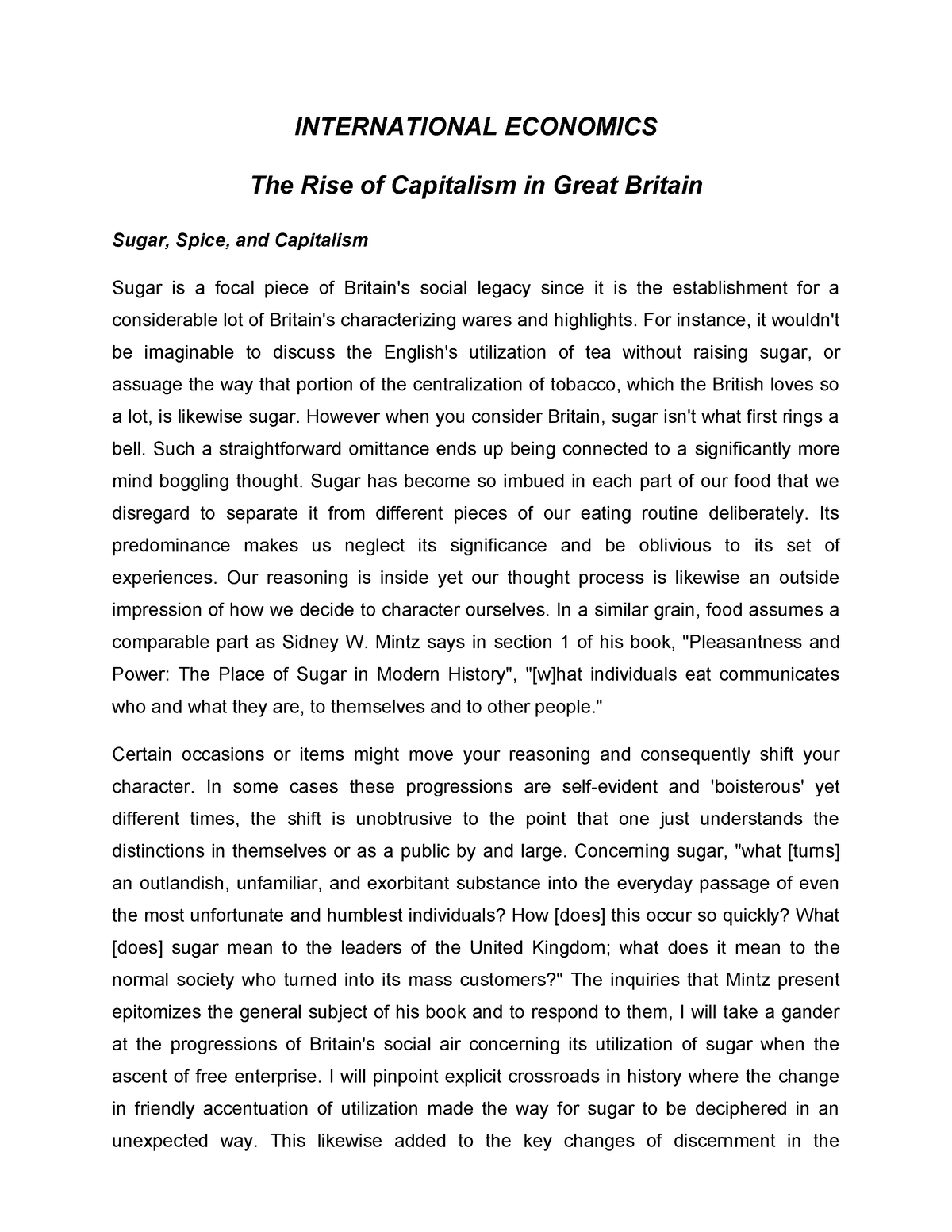 essay on the rise of capitalism