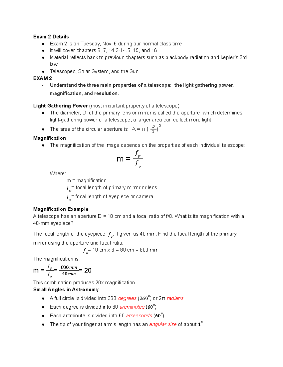 Astronomy Exam 2 Study Guide - Exam 2 Details Exam 2 Is On Tuesday, Nov ...