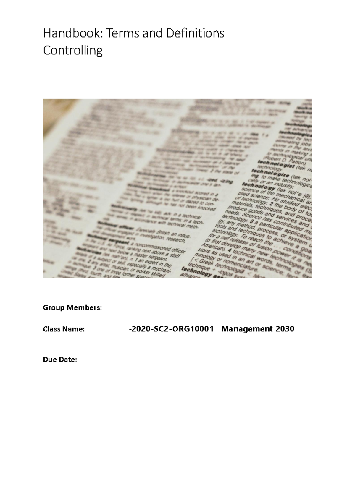 Controlling Handbook - Handbook: Terms and Definitions Controlling ...