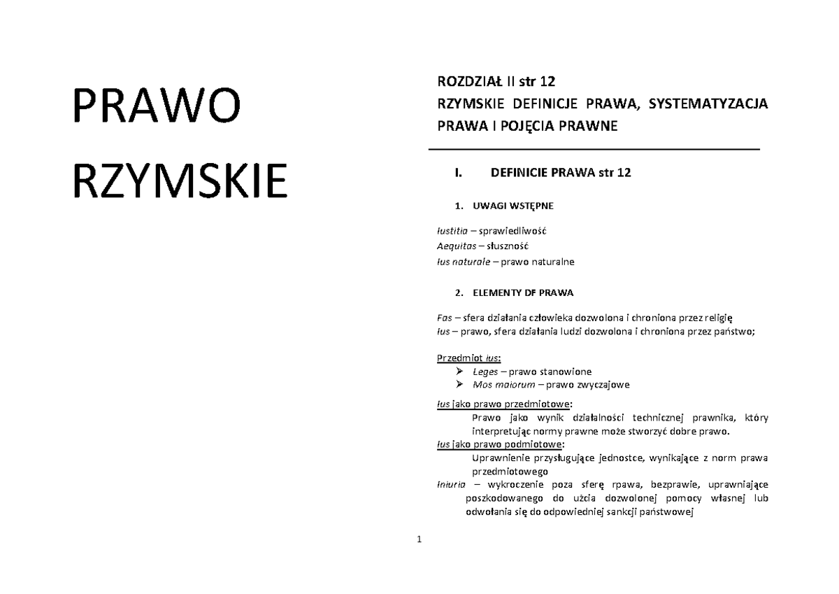 Prawo Rzymskie Testy I Odpowiedzi Skrypt Zabłocka - PRAWO RZYMSKIE RO)D)IAŁ II str ϭϮ RZYMSKIE DEFINICJE