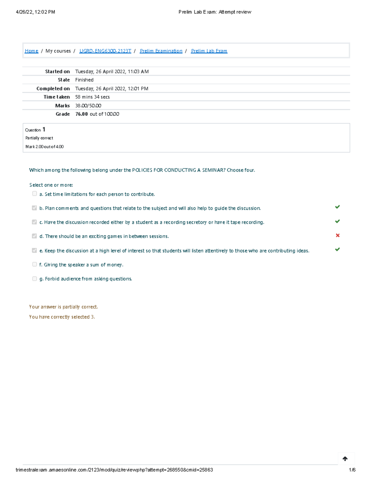 Prelim Lab Exam Attempt Review - Home/My Courses/ UGRD-ENG6300-2123T ...