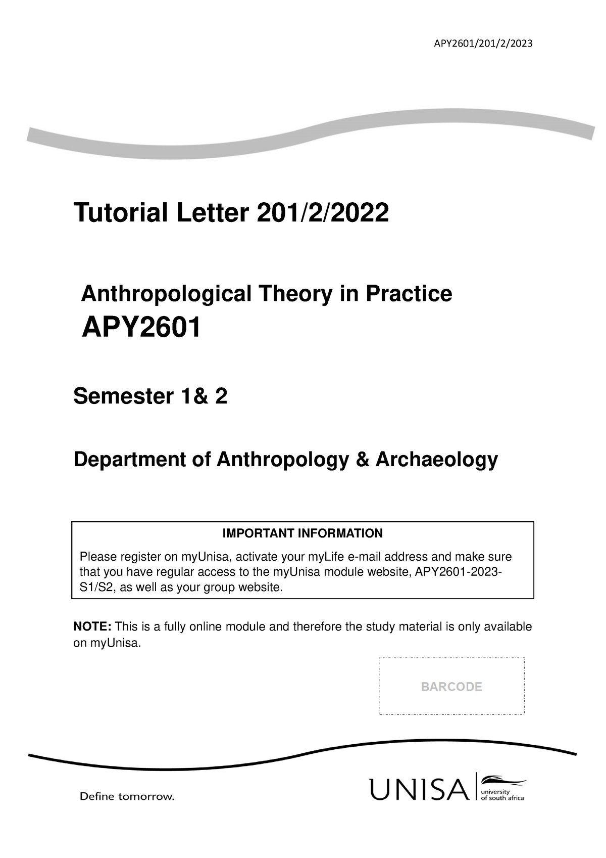 APY2601 Tutorial Letter 201 S2 - Tutorial Letter 201/ 2 ...