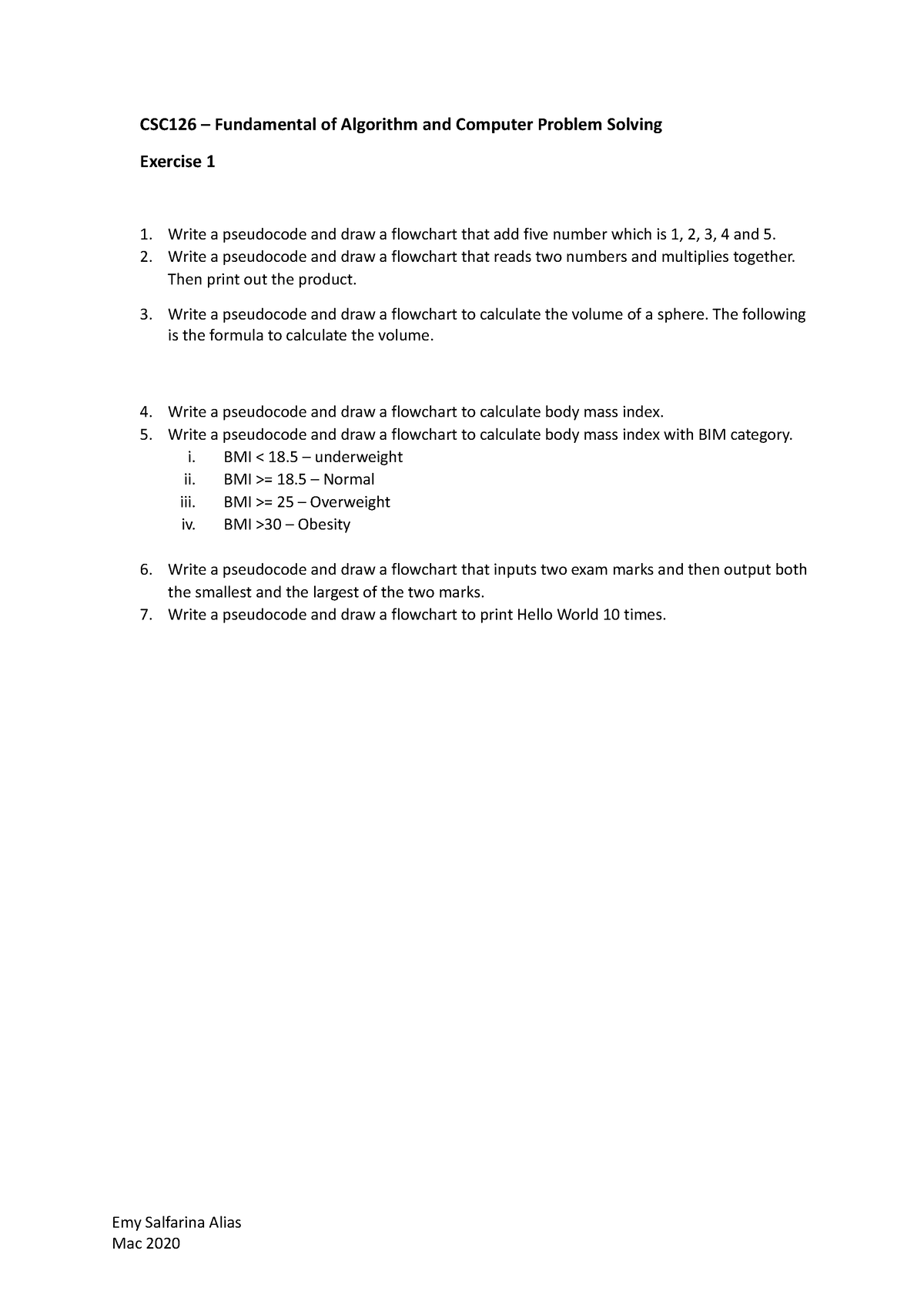 Exercise 1 (chapter 1) - Fundamental Of Algorithm And Computer Problem ...