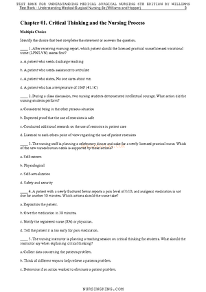 Case study answers - 1 Answers CHAPTER 1 CRITICAL THINKING AND THE ...
