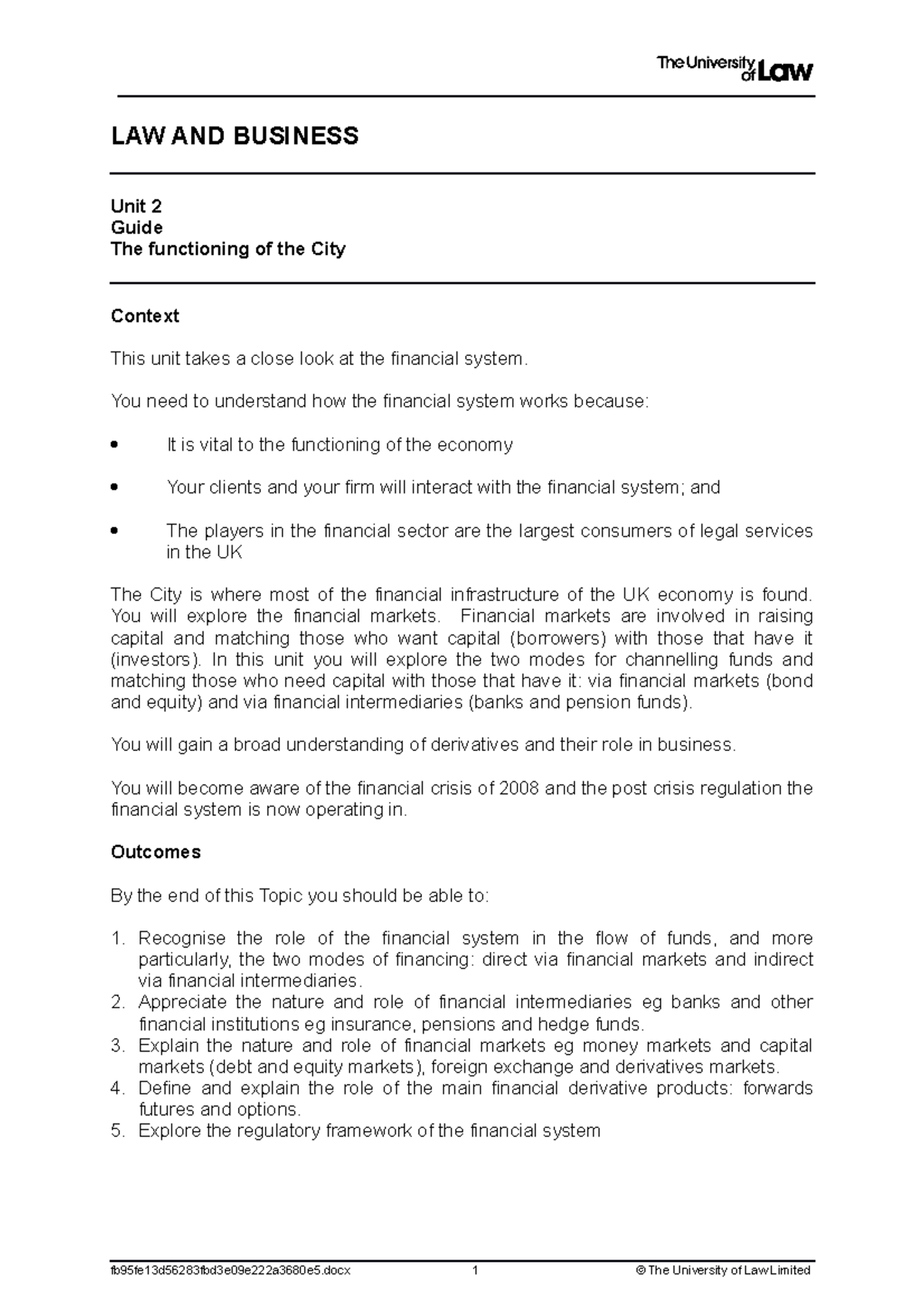 2223 lbus ws02 ce01 guide - LAW AND BUSINESS Unit 2 Guide The ...