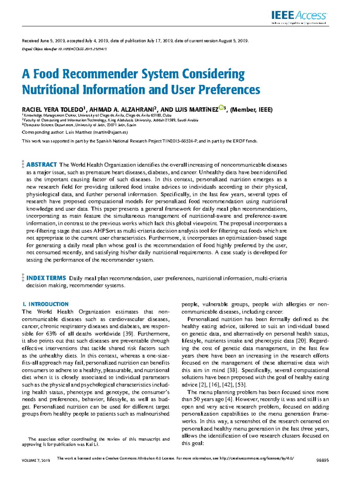 A Food Recommender System Considering Nutritional Information and User ...