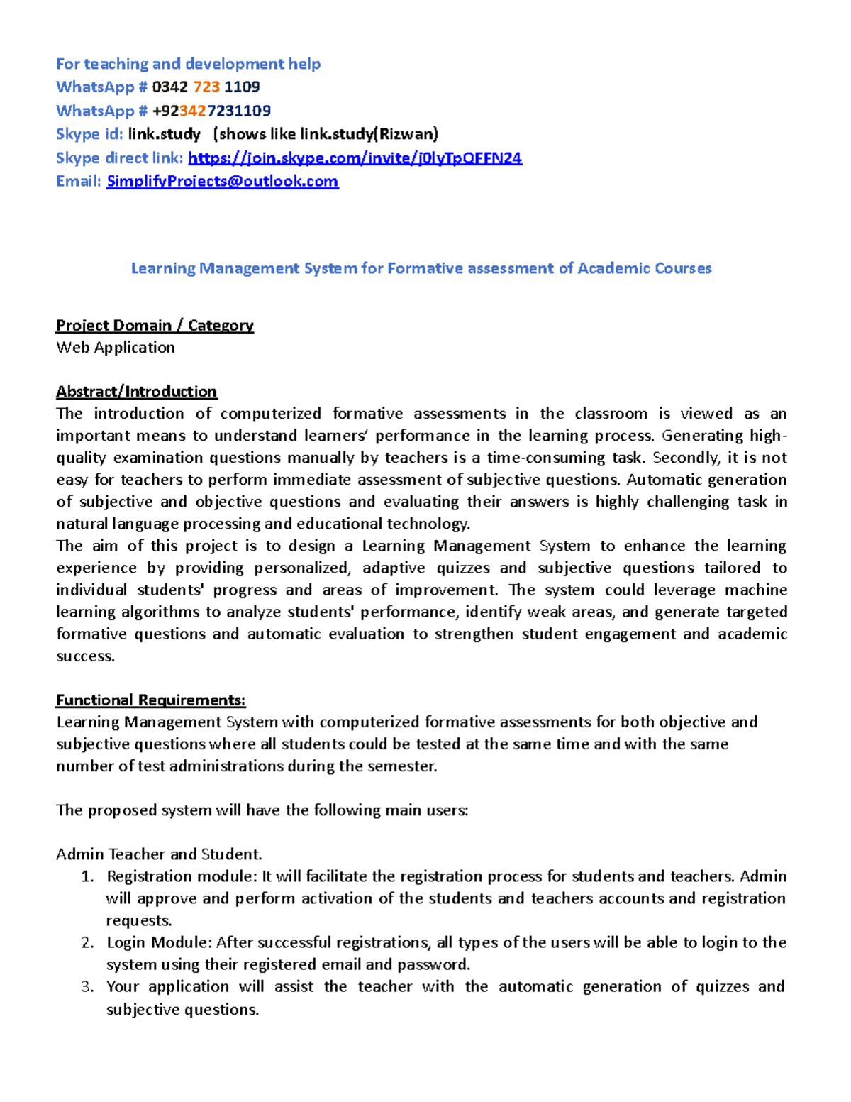 Learning Management System for Formative assessment of Academic Courses ...