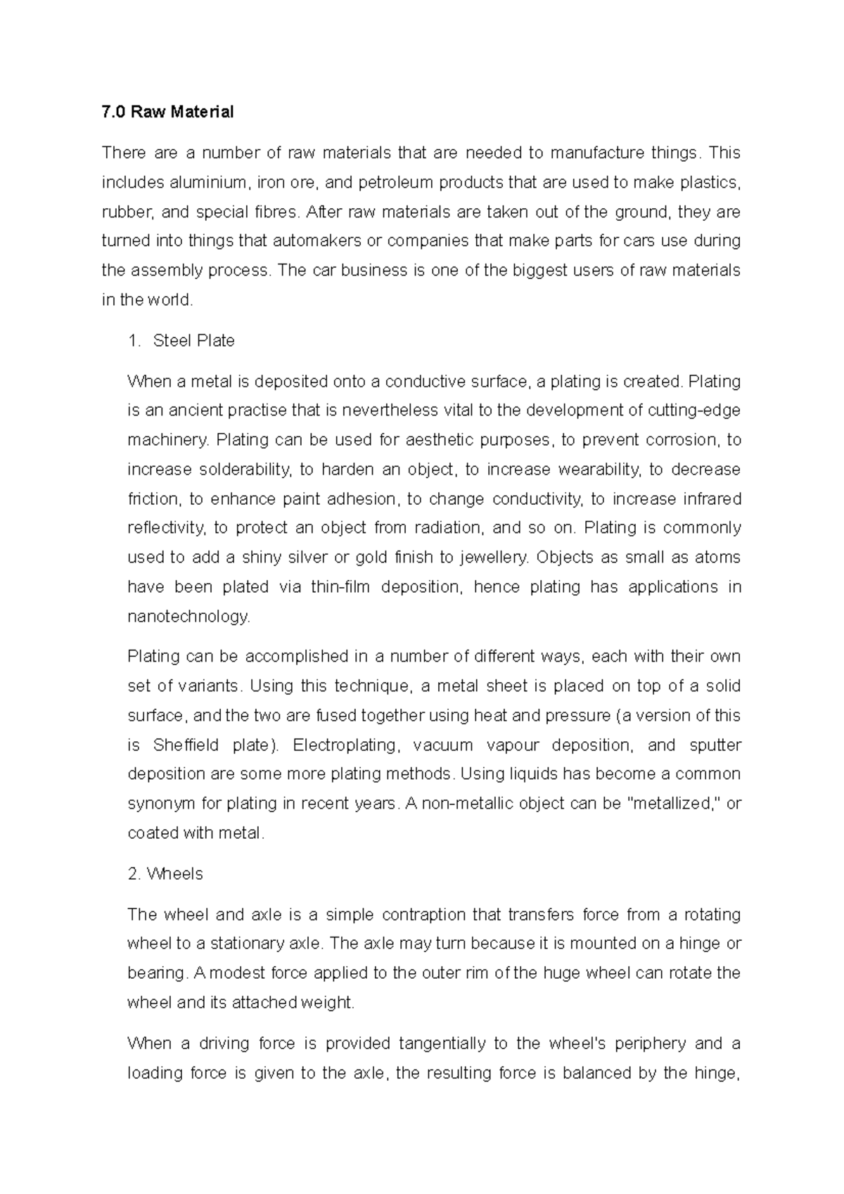 RAW Material Quiz 1 hbjklp; 7 Raw Material There are a number of