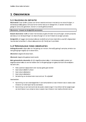 Samenvatting Observatiemethoden - Inleiding Observatiemethoden Belang ...