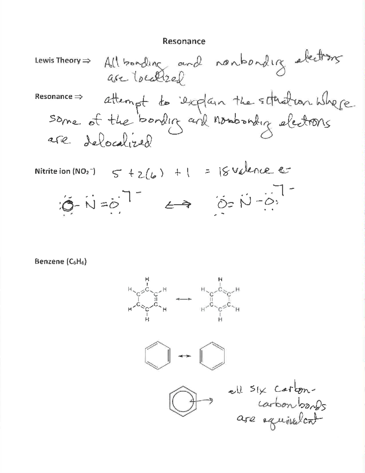 Resonance Lecture Notes - CHE 111 - Studocu