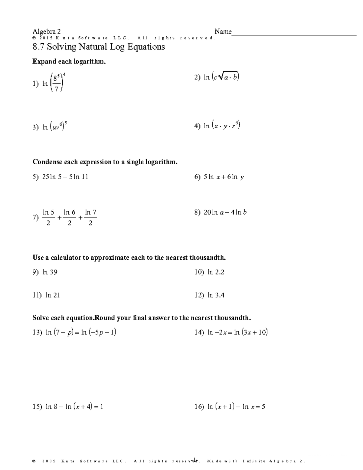 Natural logs calculus - ©m M 2 R 0 n 1 k 5 W EKvuQt]aK wS ...