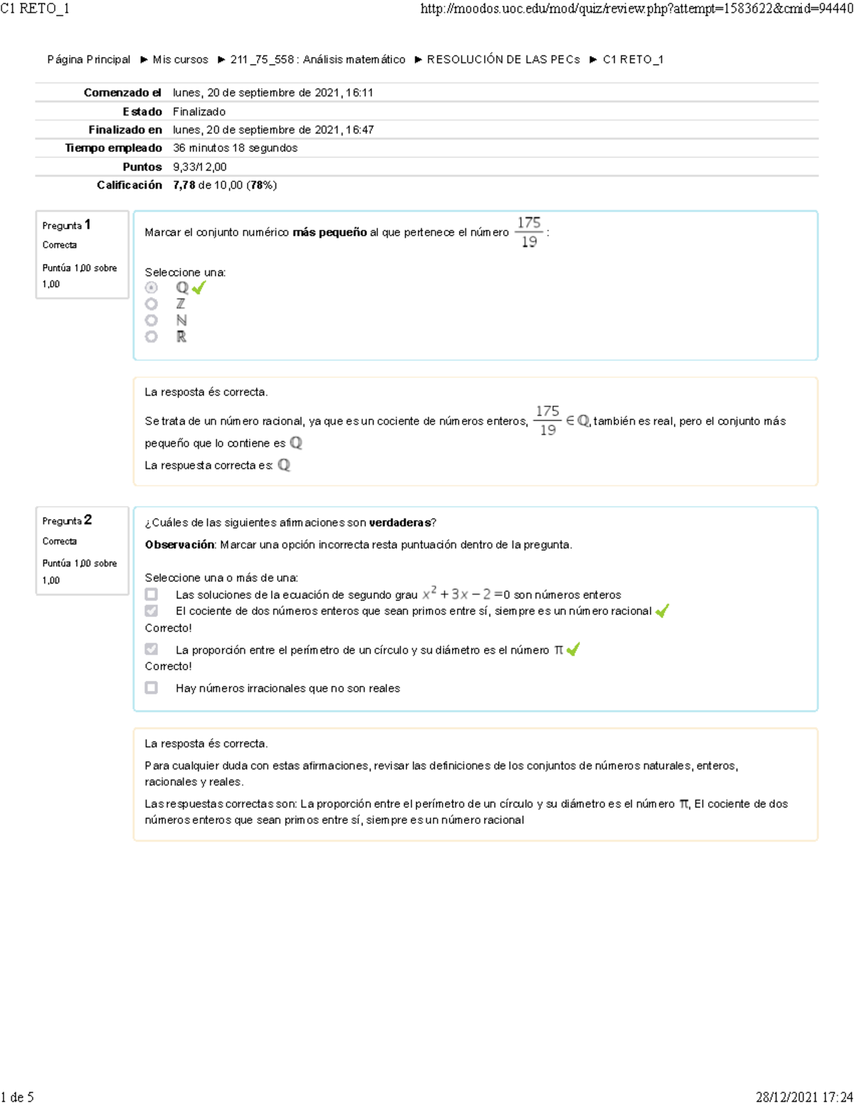 C1 RETO 1 - Reto 1 De Análisis Matemático, En Moodle. Año 2021/2022 ...