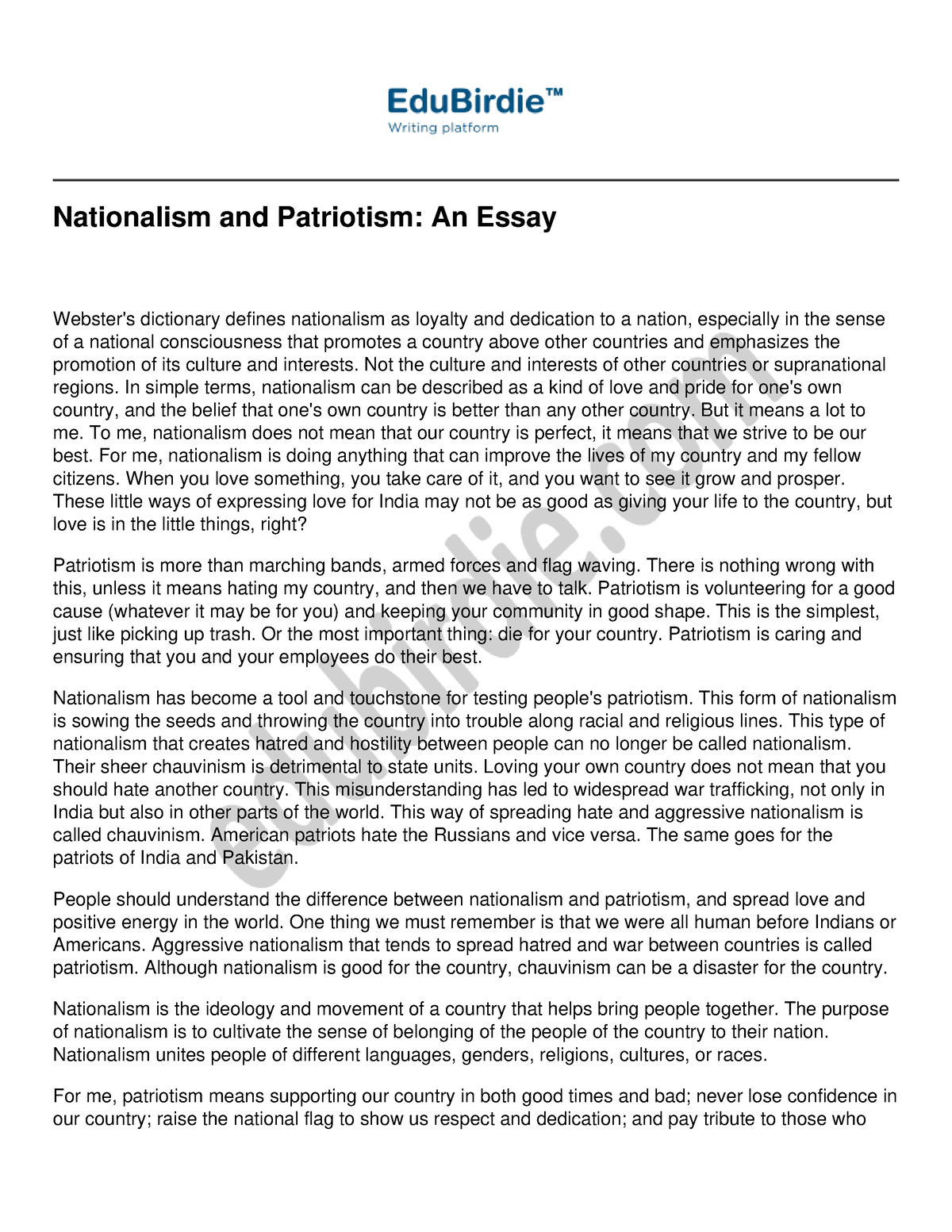 title for essay about nationalism