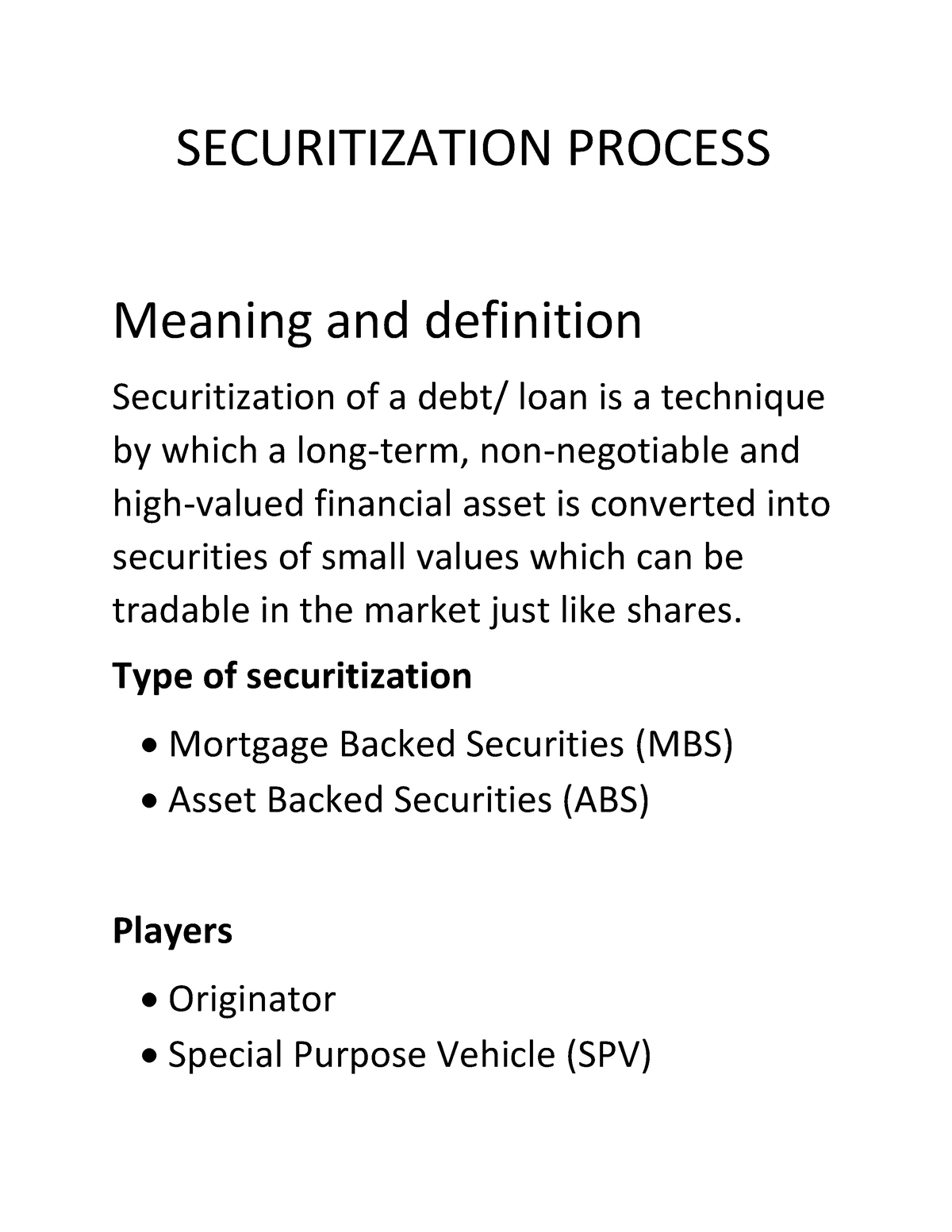 Securitization Process - SECURITIZATION PROCESS Meaning And Definition ...