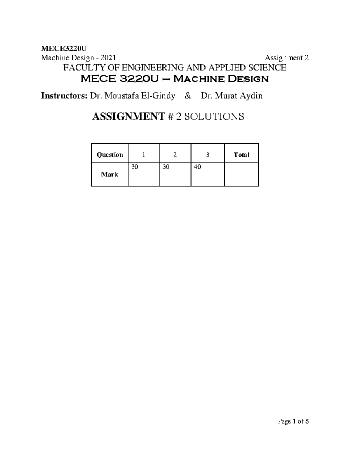 Assignment - 2 - solution - Machine Design - 20 21 Assignment 2 FACULTY ...