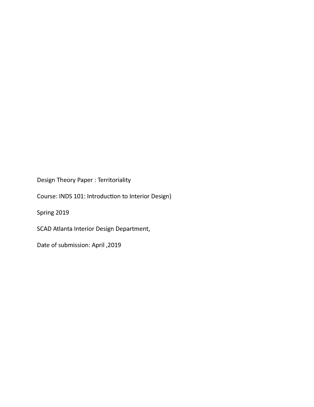 Theory - Grade: A - Design Theory Paper : Territoriality Course: INDS ...