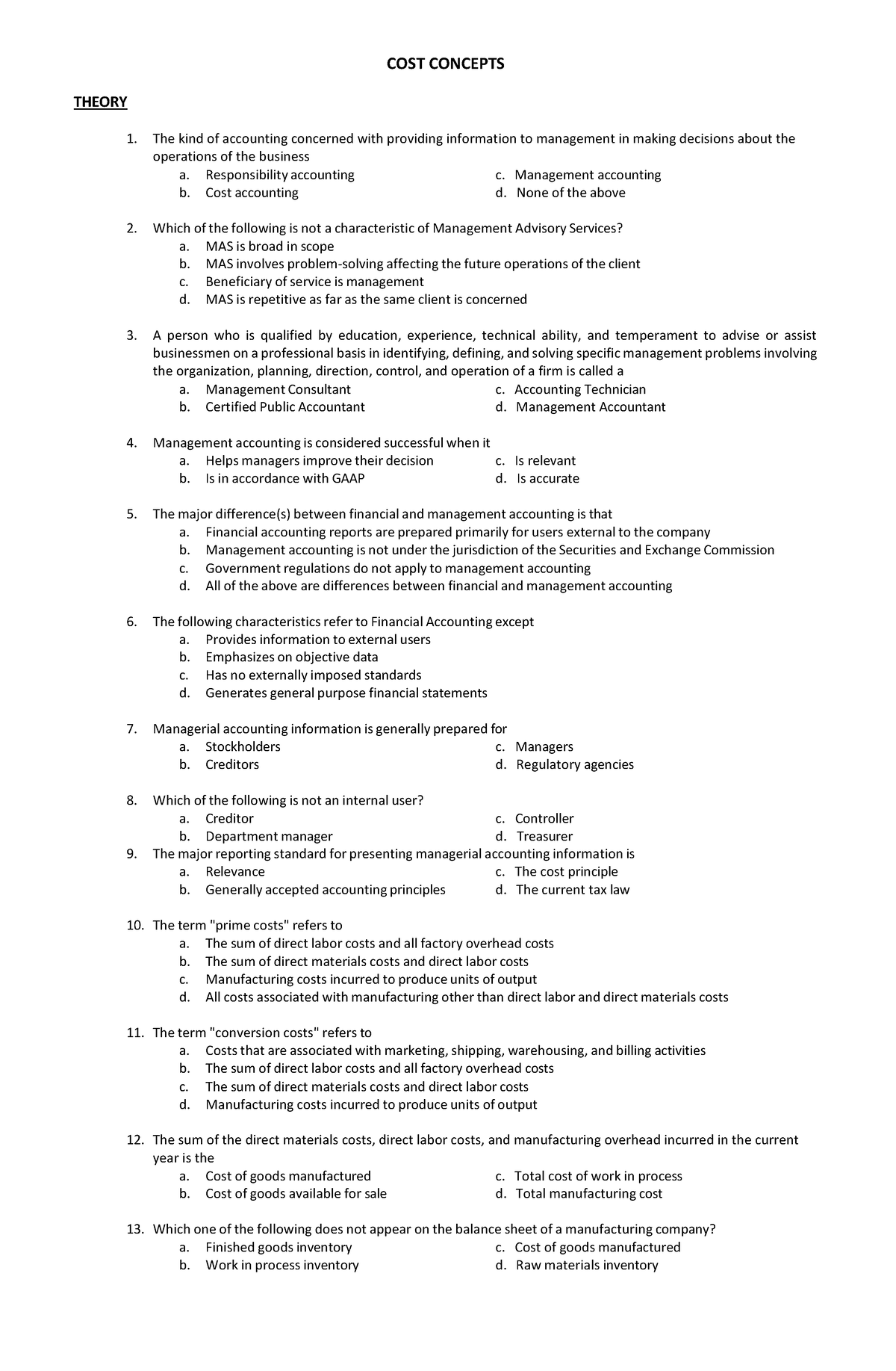 Cost Concepts & Cvp Analysis - Cost Concepts Theory The Kind Of 