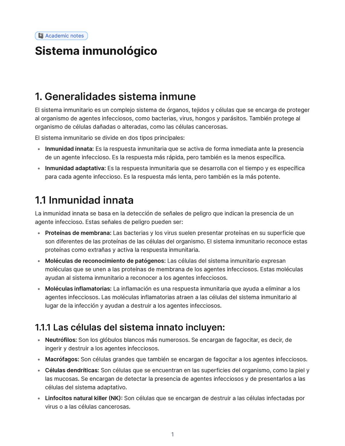 Sistema Inmunológico - 1 📓 Academic Notes Sistema Inmunológico 1 ...