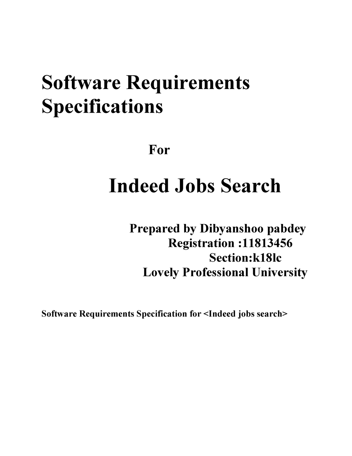 Indeed jobs - Software Requirements Specifications For Indeed Jobs 