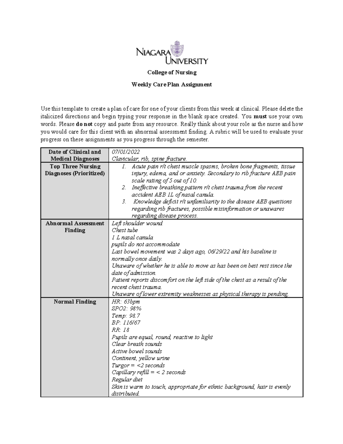 Sample Isbar Acute CARE 111 1 23 - College of Nursing Weekly Care Plan ...