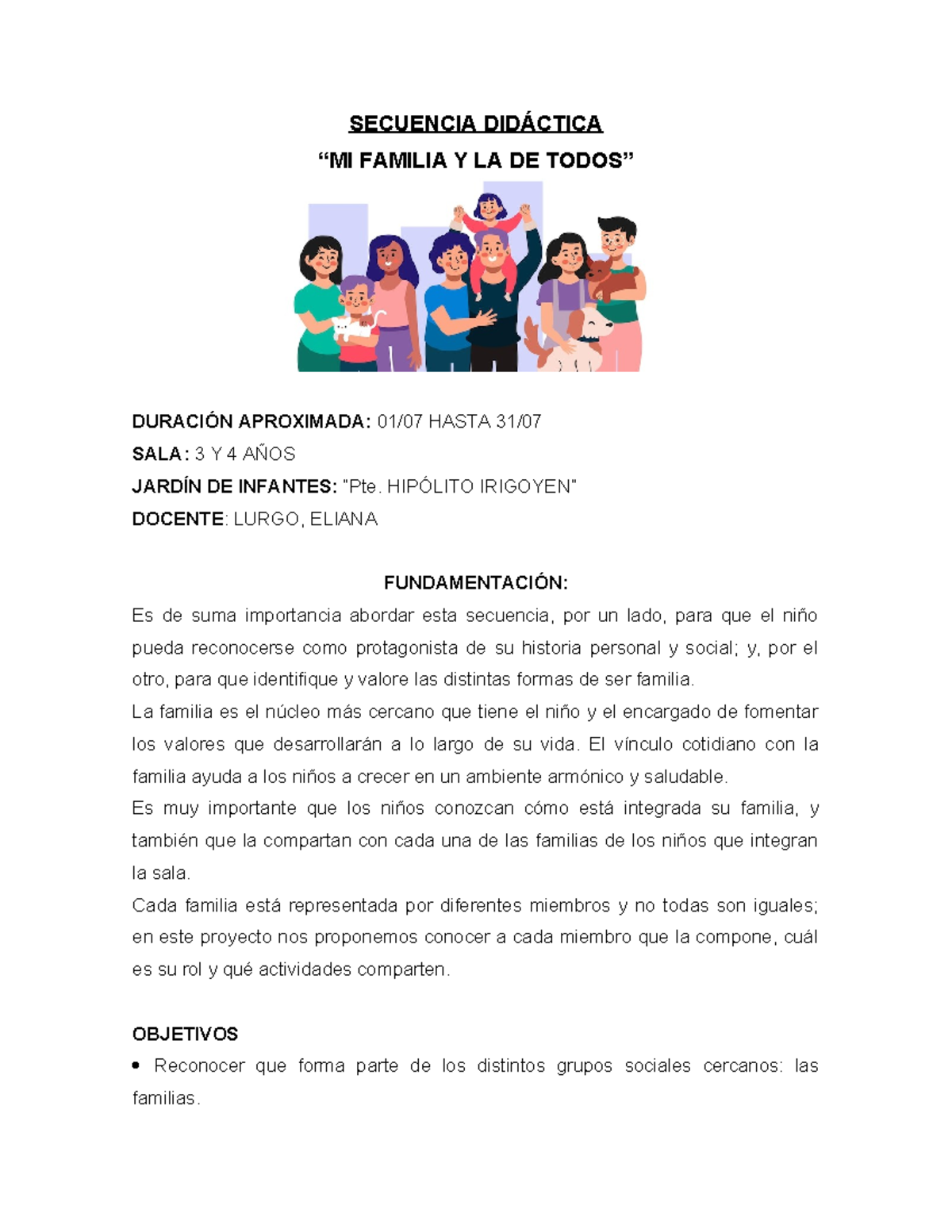 Secuencia Didáctica Mi Familia y la de todos - SECUENCIA DIDÁCTICA “MI ...