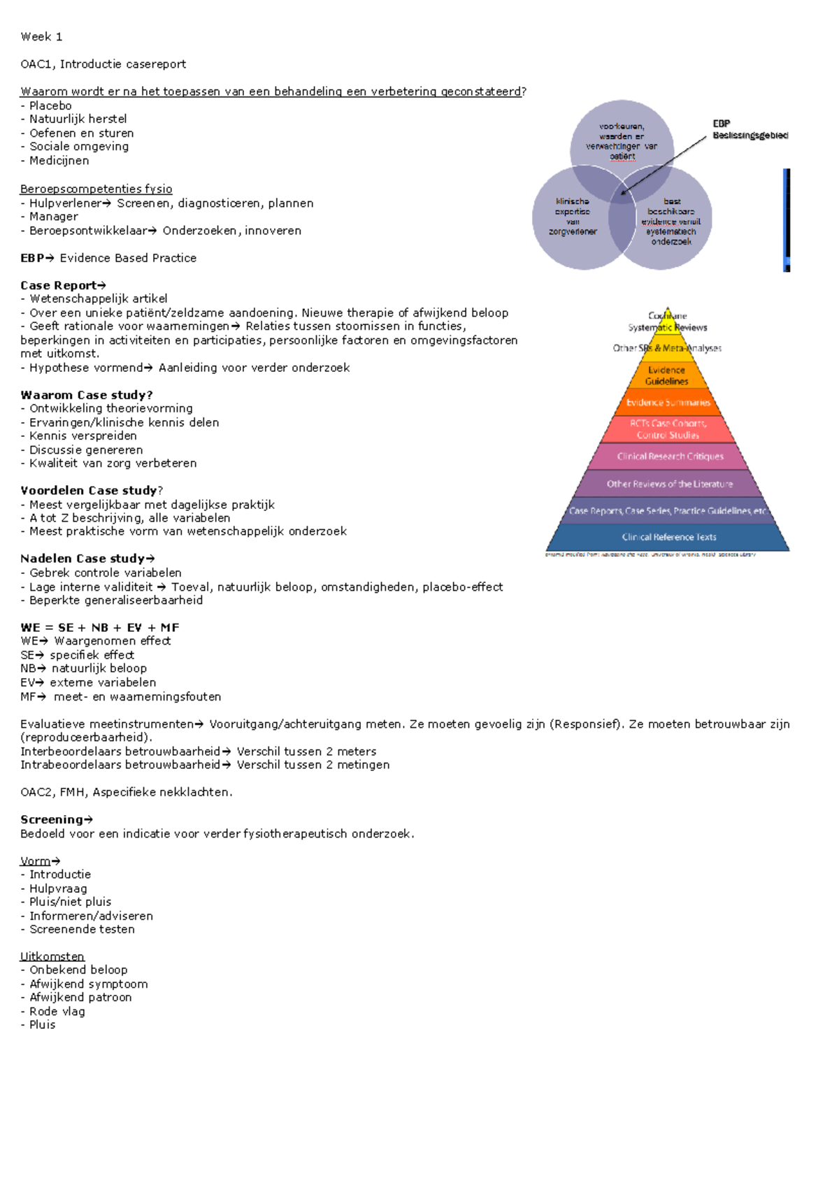 Week 1 - Samenvatting Fysiotherapeutisch Methodisch Handelen - StudeerSnel