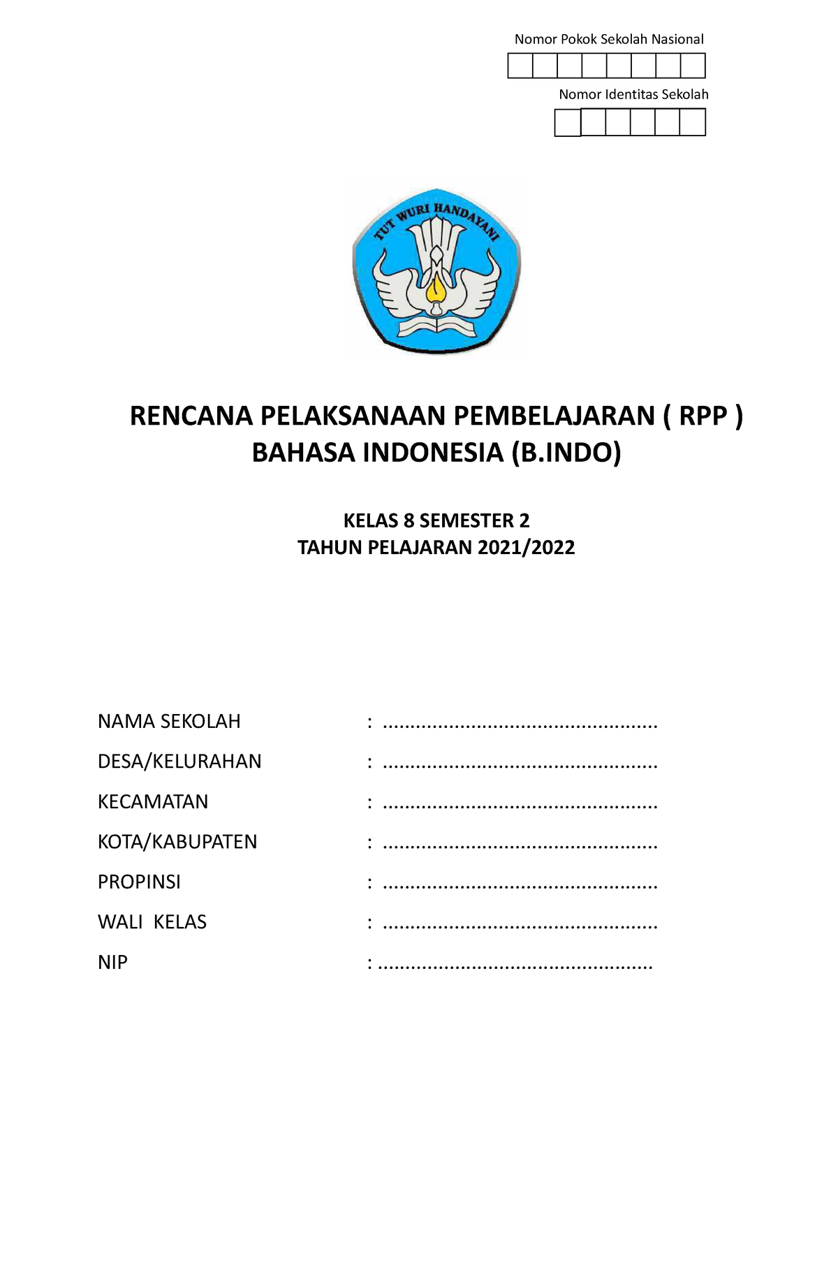 RPP 1 Lembar Bahasa Indonesia Kelas 8 Semester 2 Sinau-Thewe - Nomor ...