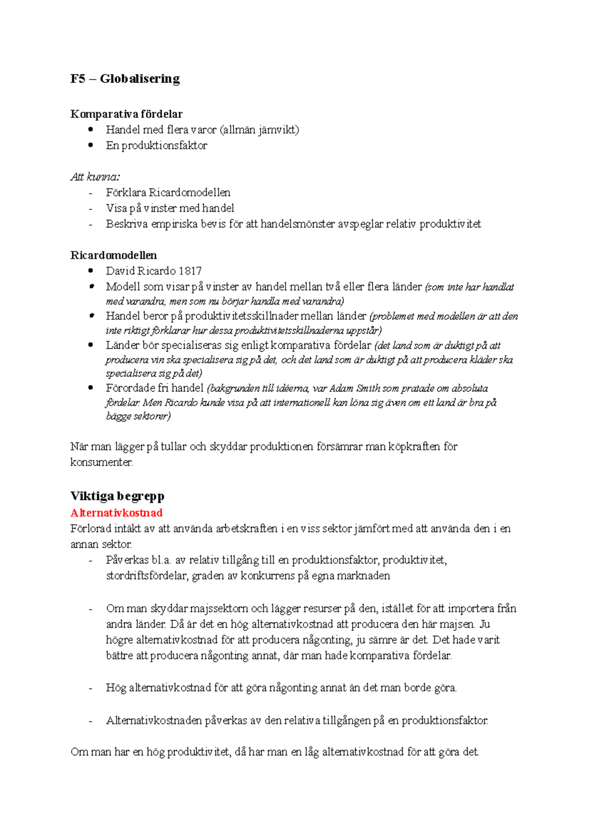 Nationalekonomi, Samhällsekonomisk Analys - F5 – Globalisering - F5 ...